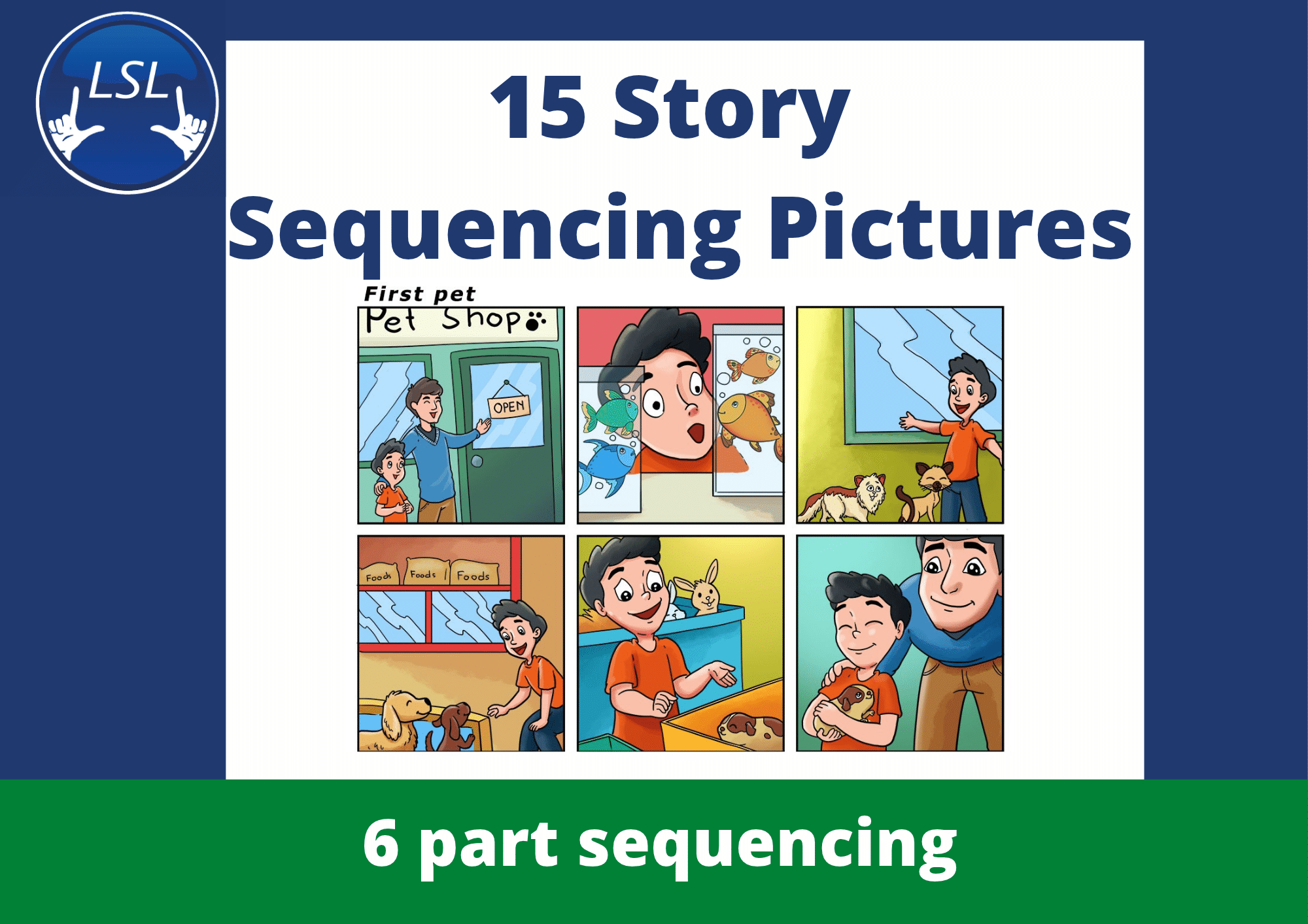 15 Story Sequencing Pictures (6 part) - Download ONLY